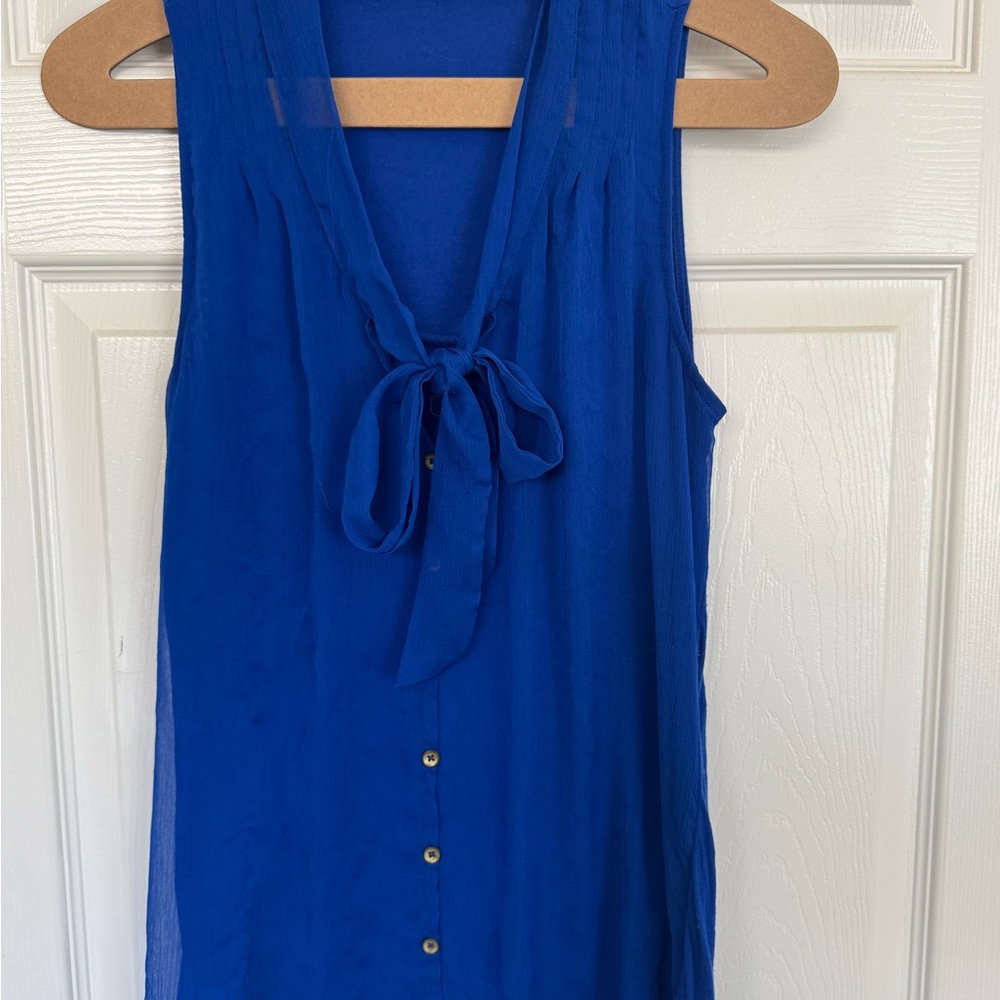 The Limited Blue Tie Front Blouse